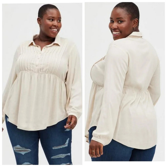 Torrid Rayon Slub Lace Trim Tunic Top Size 3 - Picture 1 of 5